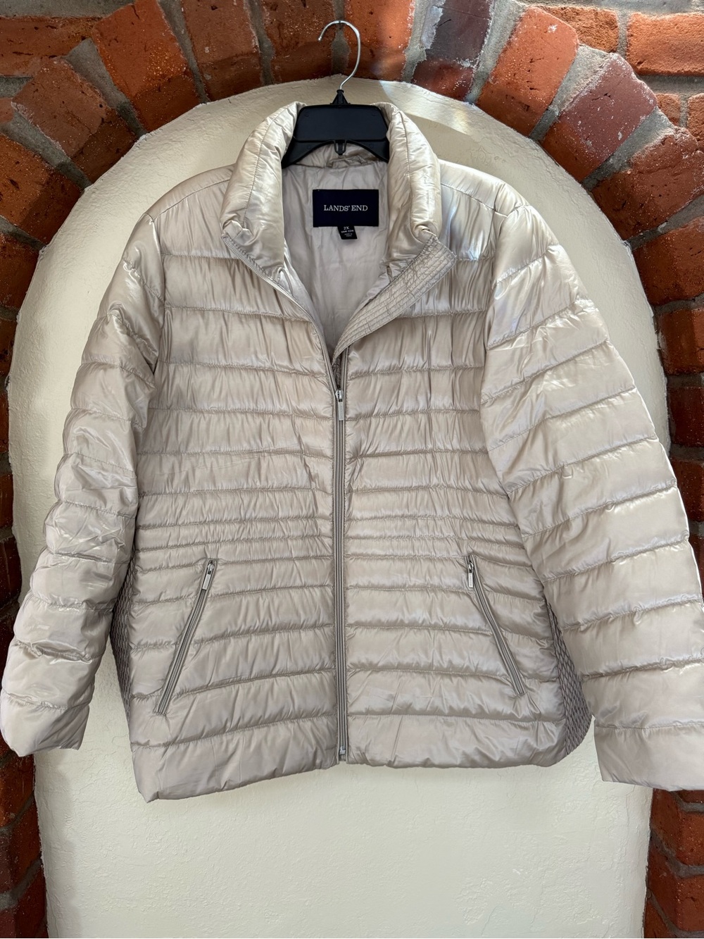 Lands' End Women's Quilted Packable Puffer Jacket - Light Pearl